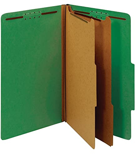 Office Depot Classification Folders, 2 1/2in Expansion, Legal Size, 2 Dividers, 60% Recycled, Light Green, 5 pk, OM01724 by Office Depot