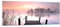 Panorama Bilder auf Glas Morgen Sonnenaufgang Nebel See Glasbild 140x50cm Wandbilder Dekoration Wohnzimmer Schlafzimmer Küche Groß XXL Wanddeko Bild im Glas Wand Kunstdruck Art Modern GAB140x50-2593