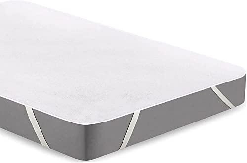Extra Deep Terry Mattress Protector Breathable Cotton Top Mattress Cover with Elastic Corner Straps(Small Double 4Ft)