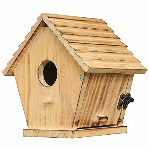 STARSWR Casa para pájaros, casa de pájaros Azules al Aire Libre para Espacio Exterior, casa de pájaros de Madera, pinzón cardenales, Caja de anidación para observación de Aves Silvestres