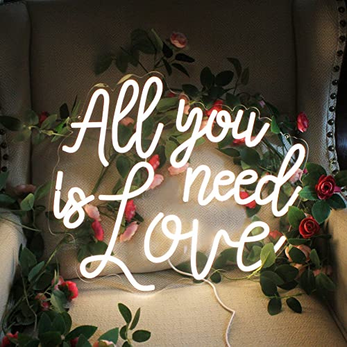 Neonskylt med ”All you need is love” för bröllop, LED-neonljus, sovrum, födelsedagsfest, möhippa, förlovning, hem, vägg, juldekoration, varmvit
