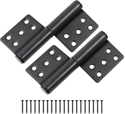 HOIIME 2 stk 304 Edelstahl Türscharnier,360 Grad Flaggenscharniere, Aufschraubband Scharnier klappbar für ungefälzte Holztüren & Innentüren Zimmertür & Gartentor Tragkraft bis 80 kg (Schwarz)