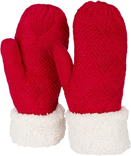 styleBREAKER Manoplas de punto de invierno para damas, guantes con patrón de diamantes, termo polar, guantes de punto 09010031