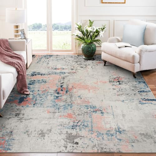 TALETA Teppich Wohnzimmer, waschbarer Teppich Kurzflor rutschfest, Moderner Teppich für Wohnzimmer,Schlafzimmer, Esszimmer, bunter-Teppich, Groß: 140x200cm