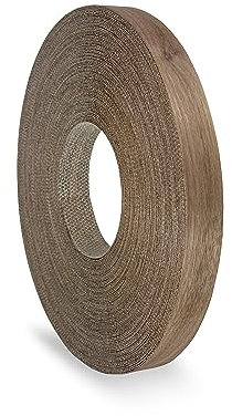 Walnut Edging 22 mm x 7.5 m Pre Glued Adhesive Real Wood Veneer Edge Banding Tape Kitchen Cabinet Repair Worktop Laminate Shelf Table Door Cupboard Plywood Formica Chipboard Furniture Strip Wood Trim
