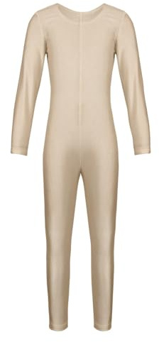 Freebily Konstnärlig Träningsdräkt Flicka Långärmad Klassisk Dansklänning Ballerina Balett Overall Lång Jumpsuit Sport Sparkdräkt Dansdräkter, Naken, 13-14 år
