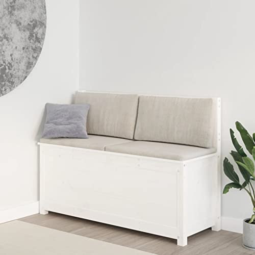 Chusui Panchina, panche Baul per camera da letto, panchine, panchine, panche per cucina, panca ausiliaria cucina, panchina, spogliatoio, in legno massello di pino bianco, 110 x 41 x 76,5 cm