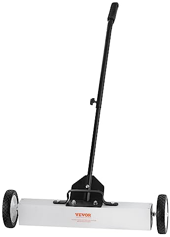 VEVOR Balayeuse Magnétique 22,6 kg Balai Magnétique à Manche Télescopique 77-113 cm Outil de Ramassage à Aimant 745 mm avec Roues Collecteur Pièces Métalliques pour Nettoyage Atelier Garage Chantier