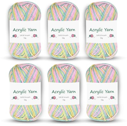 VORHOT Laine à Tricoter, 300g Fil Coton pour Crochet, Douce, Pelote Coton pour Crochet (Grosseur d'Aiguilles : 3,0-4,0 mm), Rose Coloré
