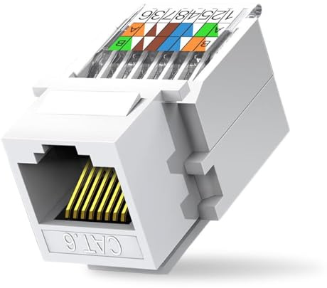 ZOERAX 50-Pack Cat6 Tool-Less RJ45 Keystone Jack, No Punch-Down Tool Required Module Coupler, White