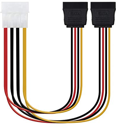Blendend Cable SATA de alimentación 5.25 (Molex 4Pin) a 2xSATA/H, longitud 30 cm, ideal para conectar discos duros y SSDs en PC.