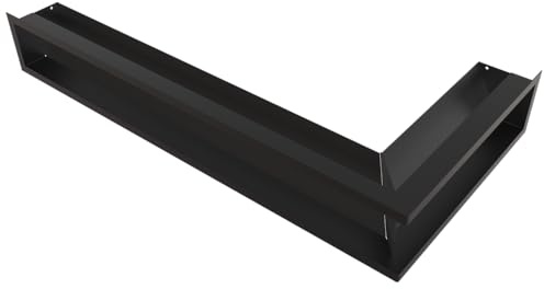 KRATKI LUFT Rejilla de ventilación angular 12x80x40 cm negra estrecha - rejilla de ventilación angular decorativa de metal para chimeneas y sistemas de calefacción, pintada con pintura en polvo