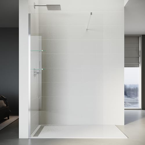 SONNI 100 x 200 cm, Walk in duschvägg med 8 mm glasgolv, dusch, duschskiljevägg glas, badkar