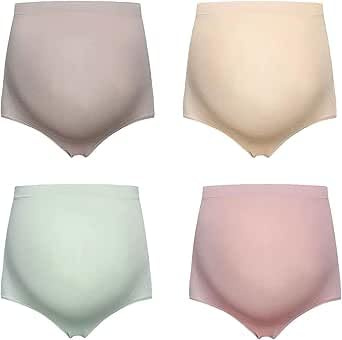 Rainjia Mutandine Premaman 4 Pezzi - Set Mutande Gravidanza in Cotone Morbido, Vita Alta con Sostegno Pancia, Slip Traspiranti per Futura Mamma, Biancheria Intima Comoda