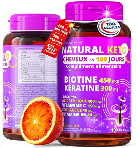 Biotine cheveux pousse rapide | complement alimentaire cheveux avec 12 vitamines | Pousse cheveux très rapide | chute de cheveux femme et homme | repousse cheveux | complement cheveux NATURALKETO®