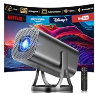 Projector, HD 1080P 4K Supported Mini Projector Auto Keystone & Focus 22000 Lumen 260 ANSI Bightness WIFI 6 & Bluetooth Home Theatre 200 w 270°Rotatable Stand Projectors for Bedroom Outdoor Phone