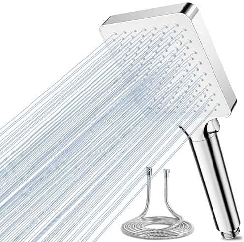 Magichome Duschkopf mit Schlauch 6 Strahlarten, Hochdruck Duschkopf Wassersparend, Handbrause Regendusche Einhand-Einstellung, Brausekopf mit 1,5M Duschschlauch, Sparduschkopf Groß