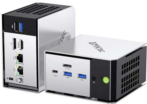 GMKtec Mini PC Ryzen 5 PRO 6650H(battere 7430U, 6C/12T 4.50 GHz), Dual 2.5GbE LAN, 16GB DDR5 RAM + 512GB PCIe SSD, M8 Mini Computer Desktop, Oculink, USB4, HDMI, USB-C per Ufficio/Gaming/Casa