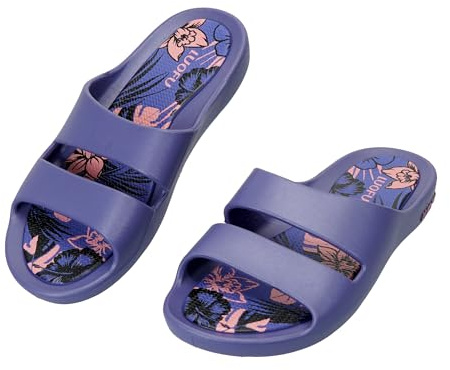 JOMIX Sandales été Femme Mules à Double Bride Claquettes de Plage et Piscine avec Motif Floral Semelle Antidérapante