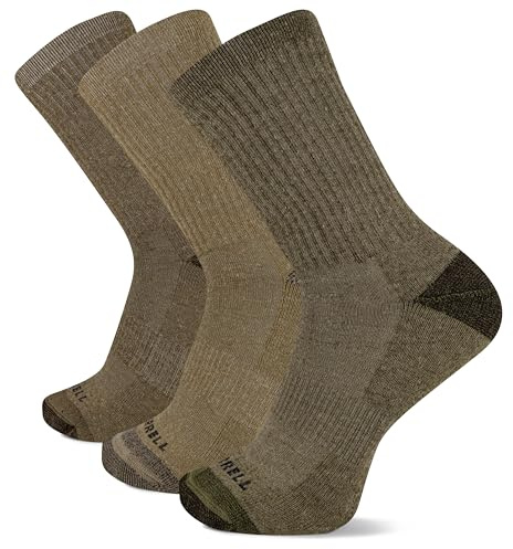 Merrell Cushioned Crew Hiker 3-Pack Socks Olive Assorted SM-MD (US Women's 9-11)