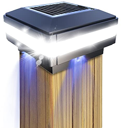 GEYUEYA Home Solar Pfostenkappen Licht, Solarlampe Außen Solar Zaunpfosten Lampe Solar Säulenlampe Landschaft Lampe IP65 Wasserdicht für hölzerne Pfosten, Plattform, Patio, Zaun beleuchtung