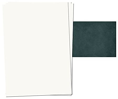 Presentou Set med 25 brevpapper, tryckta på båda sidor, 150 gram papper, motivpapper, certifikatpapper, meny, kärleksbrev (gammelvitt och petroleum, 25 + 25 ark + kuvert)