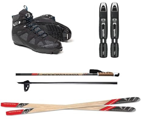 Whitewoods Whitetail Adult Metal Edge Backcountry Cross Country NNNBC Ski Package: Skis, Bindings, Boots, Poles (190 cm Skis, EU Boot Size: 46)