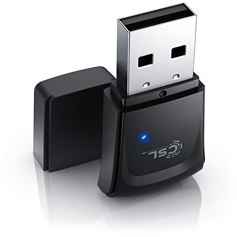 CSL - WLAN 300 Mbit/s USB Stick Adapter - WiFi Adapter – Verschlüsselung WEP WPA WPA2 – 2,4 Ghz 2T2R –Streaming VoIP – Verstärkung 18 dBm – für Windows 7-11