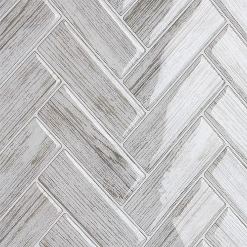 CRE8TIVE Grau Fliesenaufkleber Holzoptik Fliesenaufkleber Bad Wasserfest Venylfliesen Selbstklebend Wandaufkleber Klebevinyl Fliesen Aufkleber Wand Küche Wohnzimmer Folie 30 x 30.5cm 4 Stücke