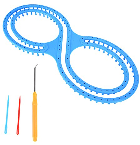Stickning Vävstol Kit för Gör-det-själv Plaststrumpor Suturset Scarf Virkad Mössa Form Fleece Plast Stickare Blå Mössa för Mössa Plaststickare Virkning Stickvävstolar Brädor