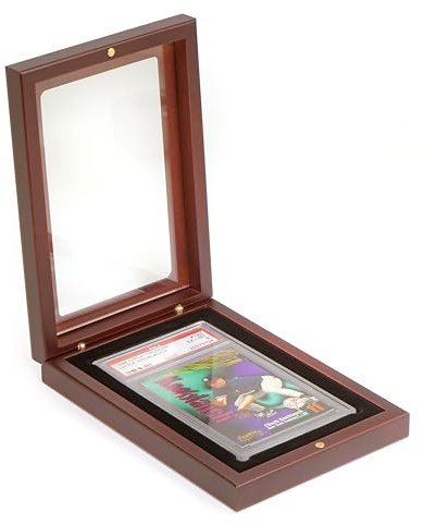 Lighthouse - Presentation Case for One Graded Trading Card Holder | VOLTERRA Box for One PSA Holder Mahogany Wood-Grain Finish (4 3/4 x 7 x 1 1/4)
