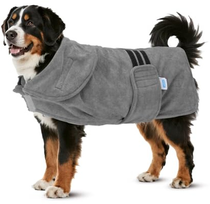 Nobleza Accappatoio per Cani in Microfibra Grigio, Super Assorbente e Asciugatura Rapida, Accappatoio per Cani e Gatti, Taglia XL