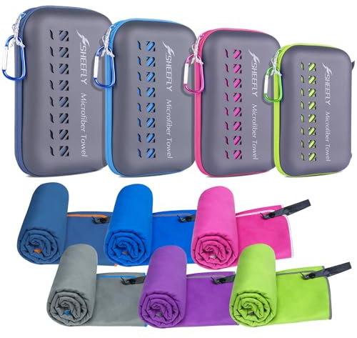 SHEEFLY Microfibre Travel Quick Dry Towel,Ultra Compact Soft Lightweight Gym Towel for Beach Sports Swimming Gym Yoga Camping Hiking (L:152cm*76cm+30cm*60cm-Navy Blue)