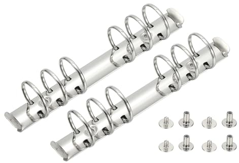 PATIKIL A6 6 Hole Ring Binder Mechanisms, 2 Set 0.8 O Ring Replacement Binder Planner Loose Leaf Binding Spines with Switches for Organizers DIY Fill Paper Storage Folder, 30mm Silver