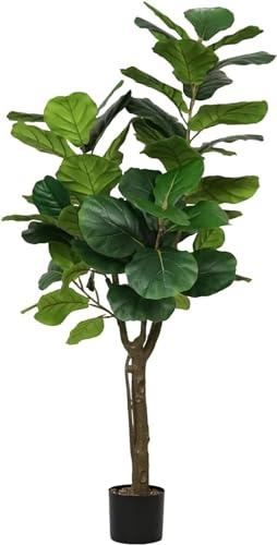 Fake Trees Fiddle Leaf Fikonträd Faux Växt Inomhus, Heminredning Konstgjord För Vardagsrummet Hus Kontor Heminredning(4FT)