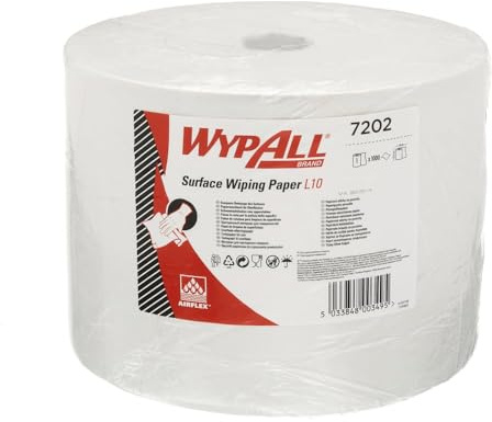 WypAll 7202 Surface Wiping Paper L10 Jumbo Roll, 1 ply, White (1 roll x 1,000 sheets)