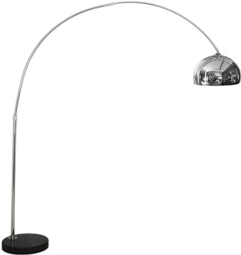 Licht-Erlebnisse Stehleuchte Retro Stil Chrom Höhe 200 cm E27 bis 60W 230V Metall Bogenlampe Wohnzimmer Bogenleuchte Schlafzimmer Beleuchtung innen