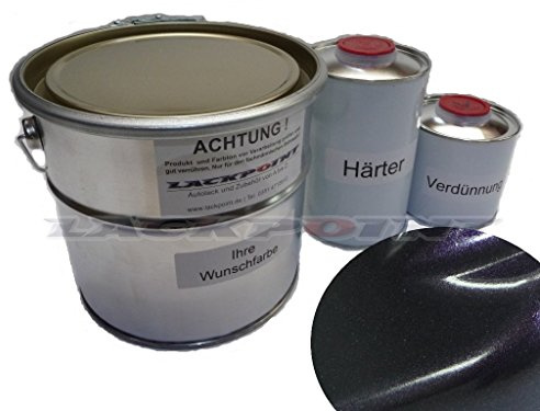 Lack Point 1 Litre 2 K Car Paint Kit BLACK NO Clear Metallic Purple Trend Polish