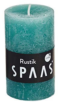 Spaas Lot de 12 bougies pilier rustiques non parfumées Vert émeraude 48/80 mm ± 17 heures