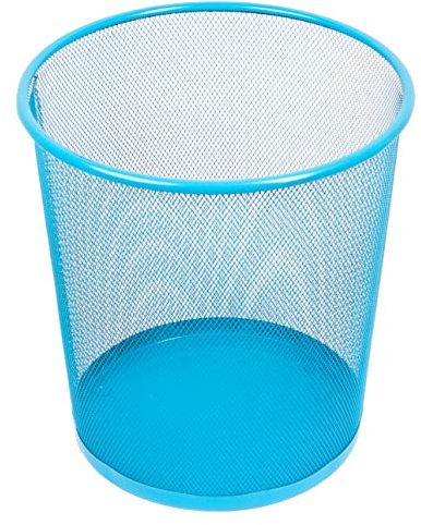 Leviatan Papierkorb Büro 12L - Abfalleimer, Papierkorb aus Drahtgeflecht Mülleimer, Papiereimer - Metall Büroeimer Mesh Runder, Blau