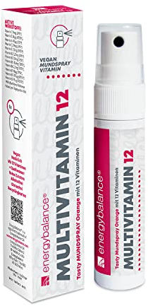 EnergyBalance Multivitamin 12 - Mundspray mit 12 essentiellen Vitaminen, mit Orangengeschmack - schnelle Aufnahme - Vegan, Glutenfrei - 32 Portionen