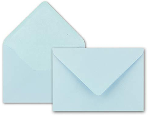 50x Brief-Umschläge in Babyblau - 80 g/m² - Kuverts in DIN B6 Format 12,5 x 17,6 cm - Nassklebung ohne Fenster