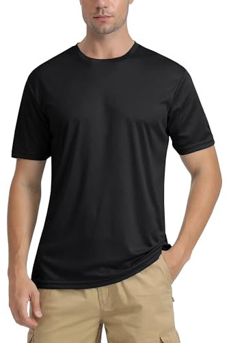 TACVASEN Funktionsshirt Herren UPF 50+ Sportshirt Kurzarm Atmungsaktiv Schnelltrocknendes Tshirt Sommer, Schwarz, XXL