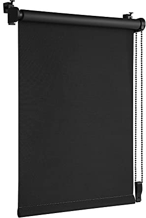 OBdeco Verdunkelungsrollo Thermorollo 120x130cm (Stoffbreite 116 cm) Schwarz ohne Bohren mit gleichfarbige Beschichtung Oeko-TEX Standard 100 Sichtschutz Sonnenschutz für Fenster & Tür