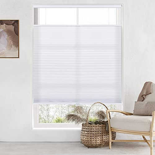 LazBlinds Top Down Bottom Up (TDBU) Cordless Cellular Shades, Light Filtering Honeycomb Shades Thermal Insulation Noise Reduction Blinds for Windows, 33 W x 64 H, White