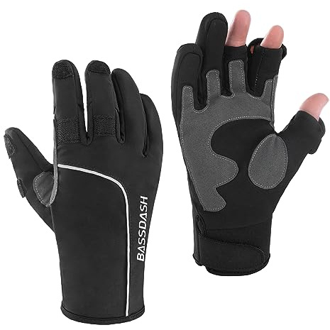 Bassdash WintePro - Guantes de Pesca aislados repelentes al Agua con Forro Polar Guantes de Invierno para Hombres y Mujeres Idea para Pesca en Hielo Caza fotografía Senderismo