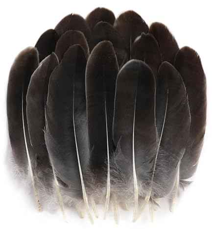 Ruzister Naturgraue Bastelfedern – 100 Stück, 12–15 cm, große Bastelfedern für DIY-Cosplay-Masken, Hutbänder, Flügel, Kostümzubehör und Halloween-Party-Dekoration