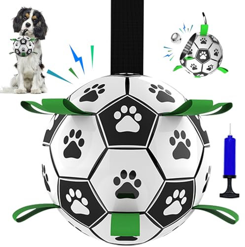 SUNFATT Hundeball,Hundespielzeug Ball Hund,Hund Fußball mit Griff,Nicht kaubares Fussball für Hunde