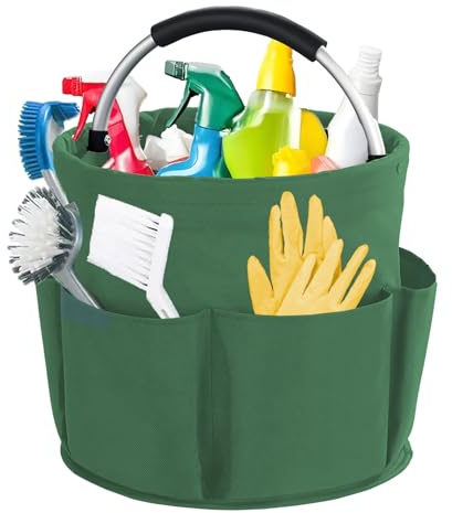 Kiswleon Organizador de Productos de Limpieza de 17 litros con asa, Cubo Plegable para Ahorrar Espacio, Organizador de Manualidades para almacenar Toallas, fácil de Limpiar y Transportar,Verde