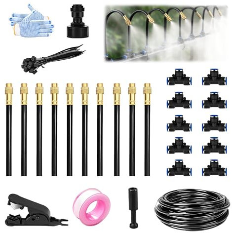 Garden Irrigation Watering Systems Kit, Greenhouse Automatic Water Misting System, 360° Auto Watering Equipment for Plants Outdoor Indoor，Adjustable Bendable Nozzle Copper Sprayer